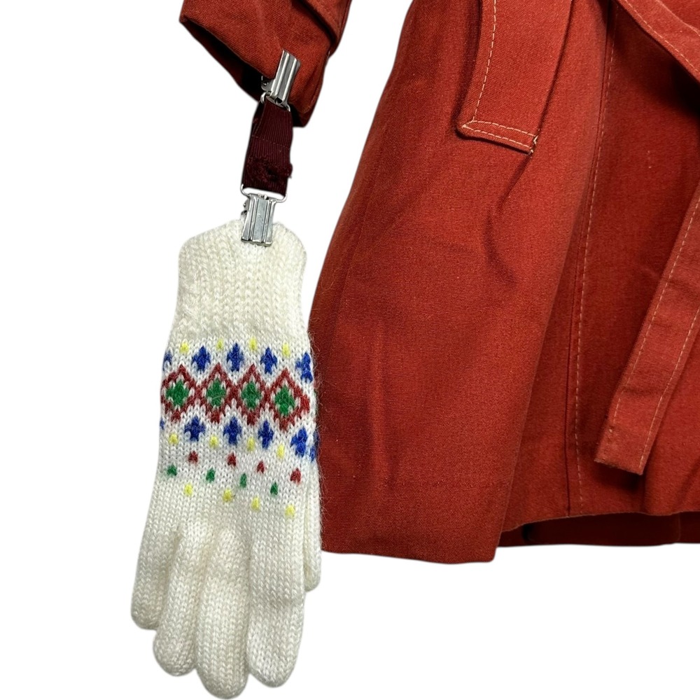 Vintage Emily Leffler Girls Rust‎ Faux Fur Hood Coat Belt Gloves Sz 6-7 Boutique - Picture 5 of 16